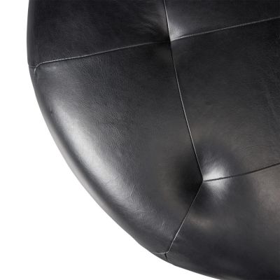 Image two of Charme Black Leather Ottoman 41"